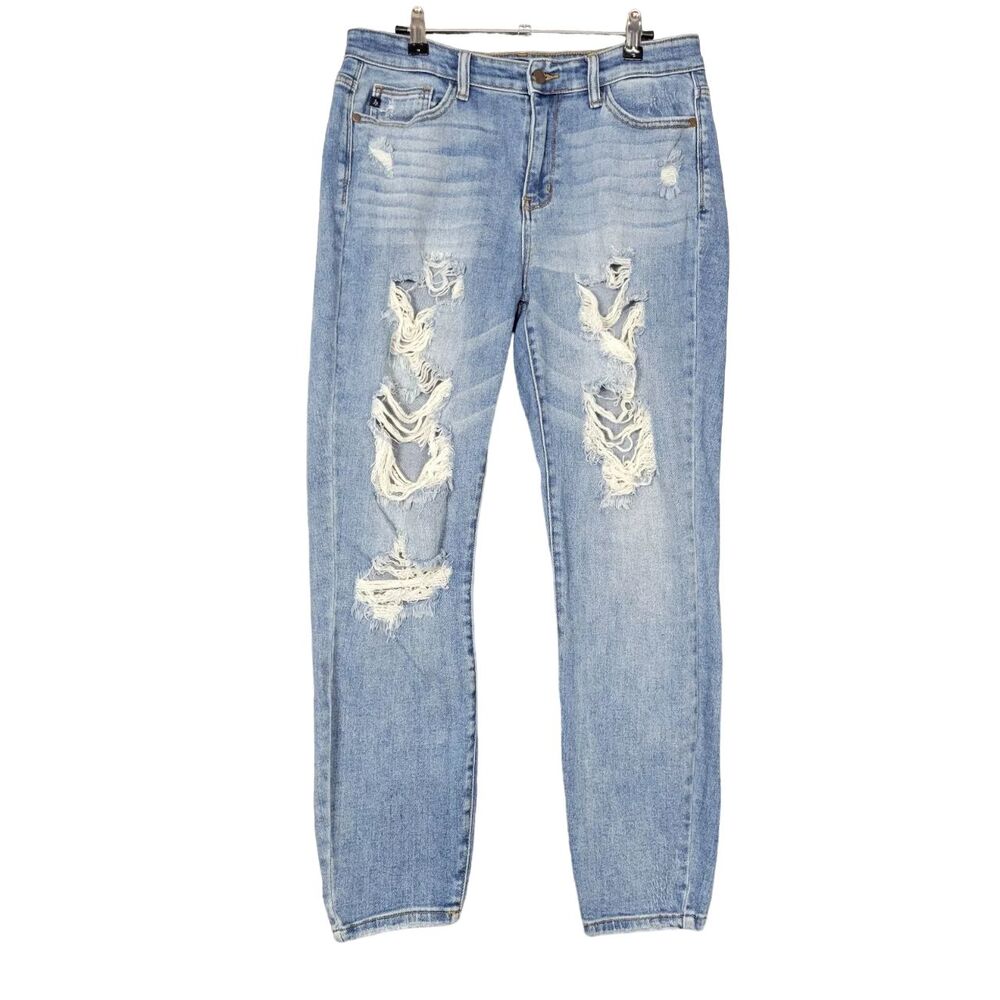 JUDY BLUE JB82170LT Boyfriend Fit Hi Rise Skinny Denim Blue Jeans SIZE 7 28